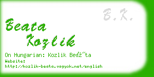 beata kozlik business card